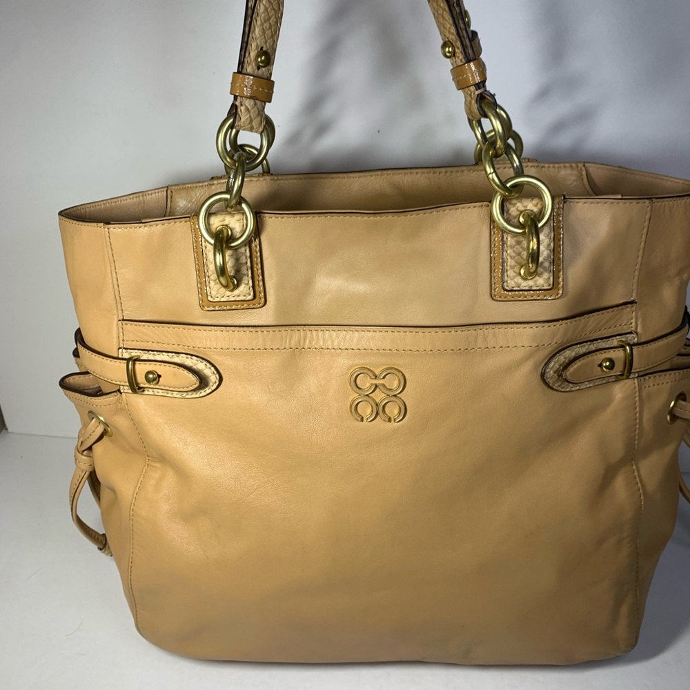 Coach Madison Beige Leather Tote with Gold Accents